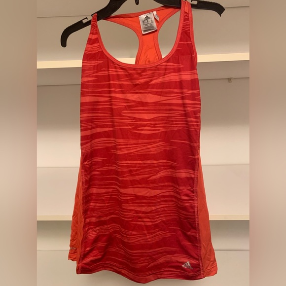 Adidas tank top size medium orange red gently used Sporty - Picture 1 of 1